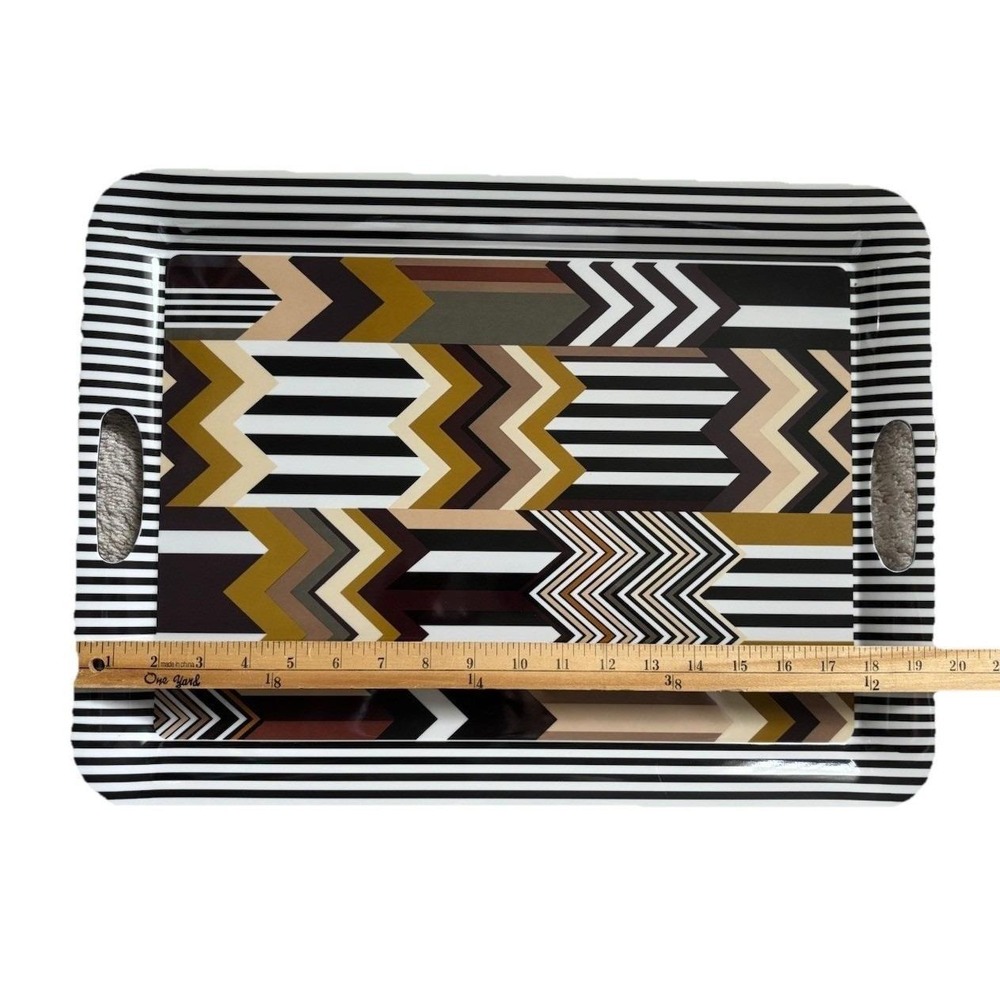 Missoni Target Zig Zag Chevron Serving Tray Large 20" Brown Black Designer Party - Picture 6 of 9